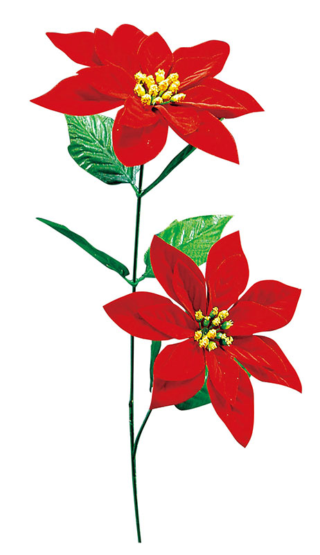 【店舗・イベント用品】【クリスマス】【クリスマスアレンジ】ベルベットポインセチアスプレイ2輪・36本セット|eshopヤマックス