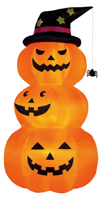 【店舗・イベント用品】【ハロウィン】エアブロウ　三連オレンジパンプキンL・240cm