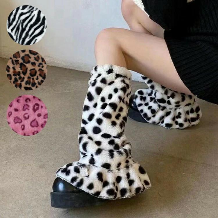 PEARLY GATES レッグウォーマー ファー 黒 ヒョウ柄 PEARLY GATES レッグウォーマー ファー 黒 ヒョウ柄