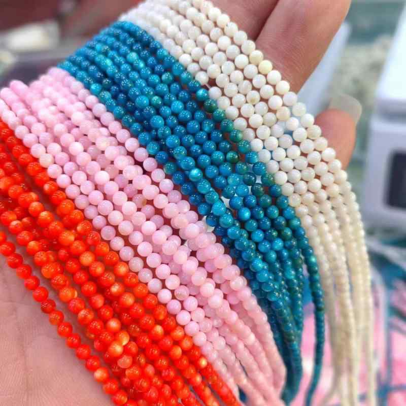 ネックレス レディース 天然淡水シェル パール ビーズ カラフル 半貴石 DIY 手作り アクセサリー パーツ 白 浅いコーヒー 芙蓉ピンク スモークパープル ゴールデンイエロー スカイブルー 湖の緑 金柑イエロー ブラックグレー コーヒー 3mm 4m(x2)