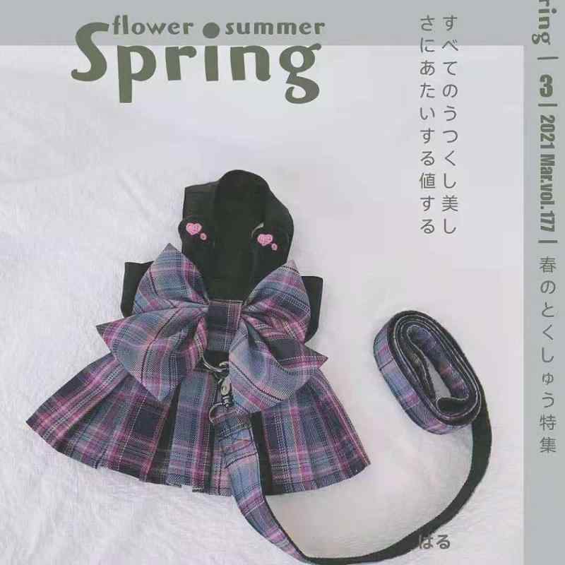 ビション JK テディ ベスト 胴輪 ペット ハーネス お散歩 パープル(x3) かわいい 牽引ロープ 外出 猫 服 犬