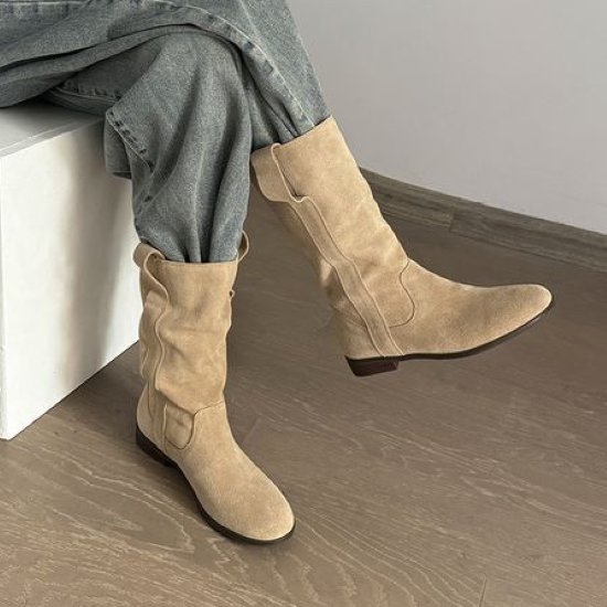 ローヒール おしゃれ レディース 秋冬 シック お出かけ プルオン 無地 シューズ 履きやすい 疲れにくい ミドル丈 歩きやすい ラウンドトゥ 靴 女性 カジュアル シンプル ファッション