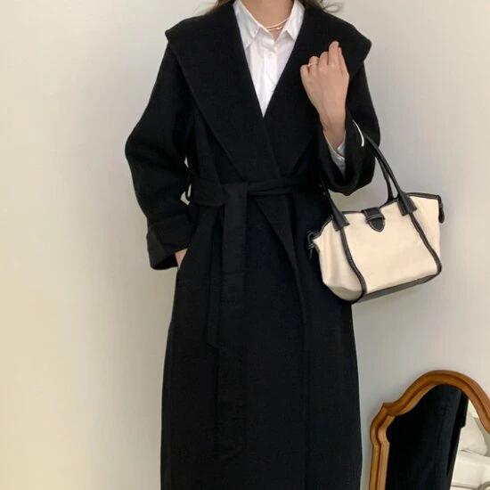 秋冬 ウール おしゃれ ロング丈 シンプル レディース 羽織 ウエストベルト 防寒 無地 デイリー きれいめ ファッション 通勤通学 暖かい お出かけ カジュアル ラップコート 女性 アウター