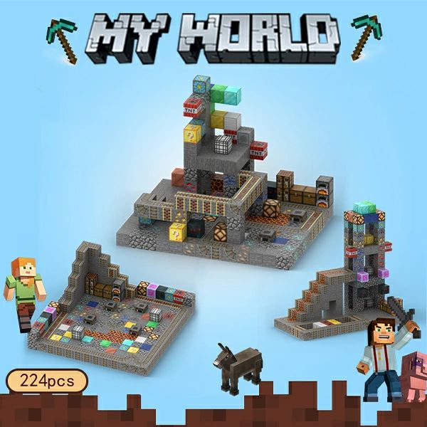 ミニフィグ6体 磁石ブロック ミニフィグ マグネットキューブ マイクラ world マグネットブロック 山の洞窟 誕生日 マイクラ風 224pcs マイクラ 機関洞窟 おもちゃ プレゼント 入園ギフト diy ブロック