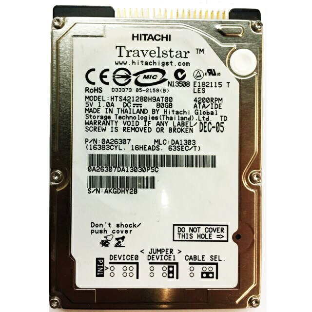 楽天市場】2.5インチ 内蔵HDD ノート用HDD TOSHIBA IDE MK1031GAS