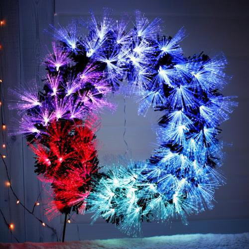 楽天市場】クリスマス 装飾 LEDカラーチェンジファイバーリース 40cm