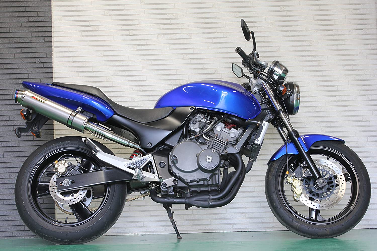Realspeed ホーネット250 バイクマフラー MC31 全年式対応 メテオ チタンソリッドマフラー フルエキ フルエキゾースト カスタム パーツ ドレスアップ 交換 社外品 HORNET250 リアルスピード ホンダ