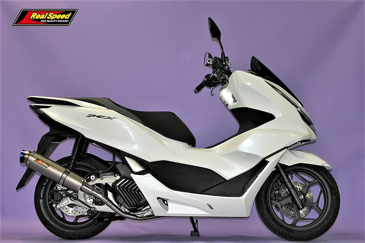 Realspeed PCX160 バイクマフラー 2BK-KF47 8BJ-KF47 メテオ チタンソリッドマフラー シルバーカラー フルエキ フルエキゾースト カスタム パーツ ドレスアップ 交換 社外品 リアルスピード ホンダ