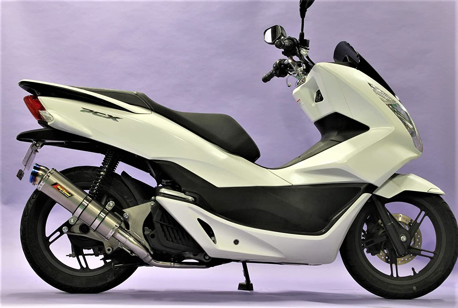 Realspeed PCX125 PCX150 バイクマフラー EBJ-JF56 EBJ-JF28後期モデル JBK-KF12 JBK-KF18 メテオ チタンソリッドマフラー フルエキ フルエキゾースト カスタム パーツ ドレスアップ リアルスピード ホンダ