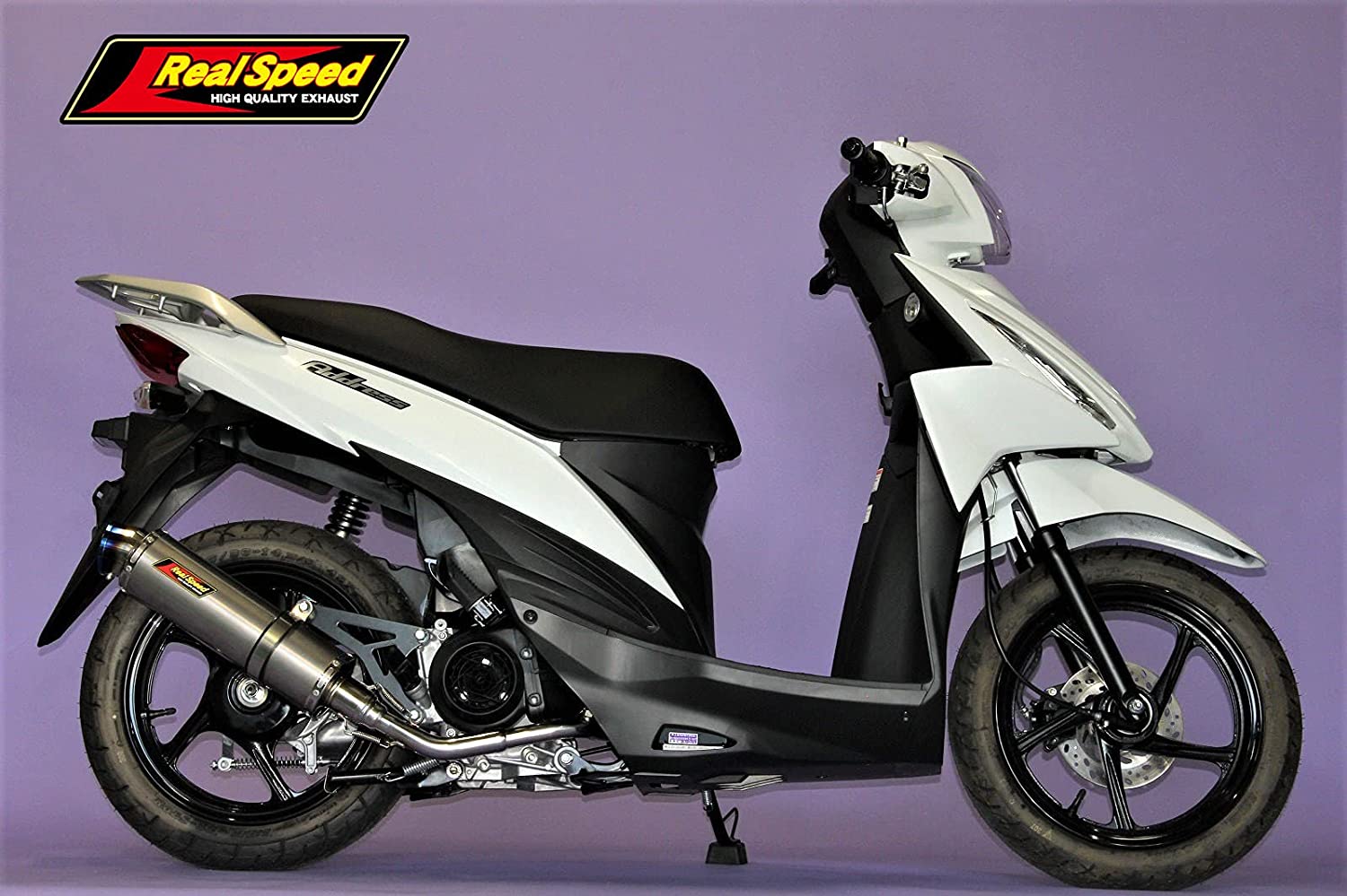 Realspeed アドレス110 バイクマフラー EBJ-CE47A 2BJ-CE47A メテオ チタンソリッドマフラー フルエキ フルエキゾースト カスタム パーツ ドレスアップ 交換 社外品 リアルスピード スズキ Address110｜Valiente shop