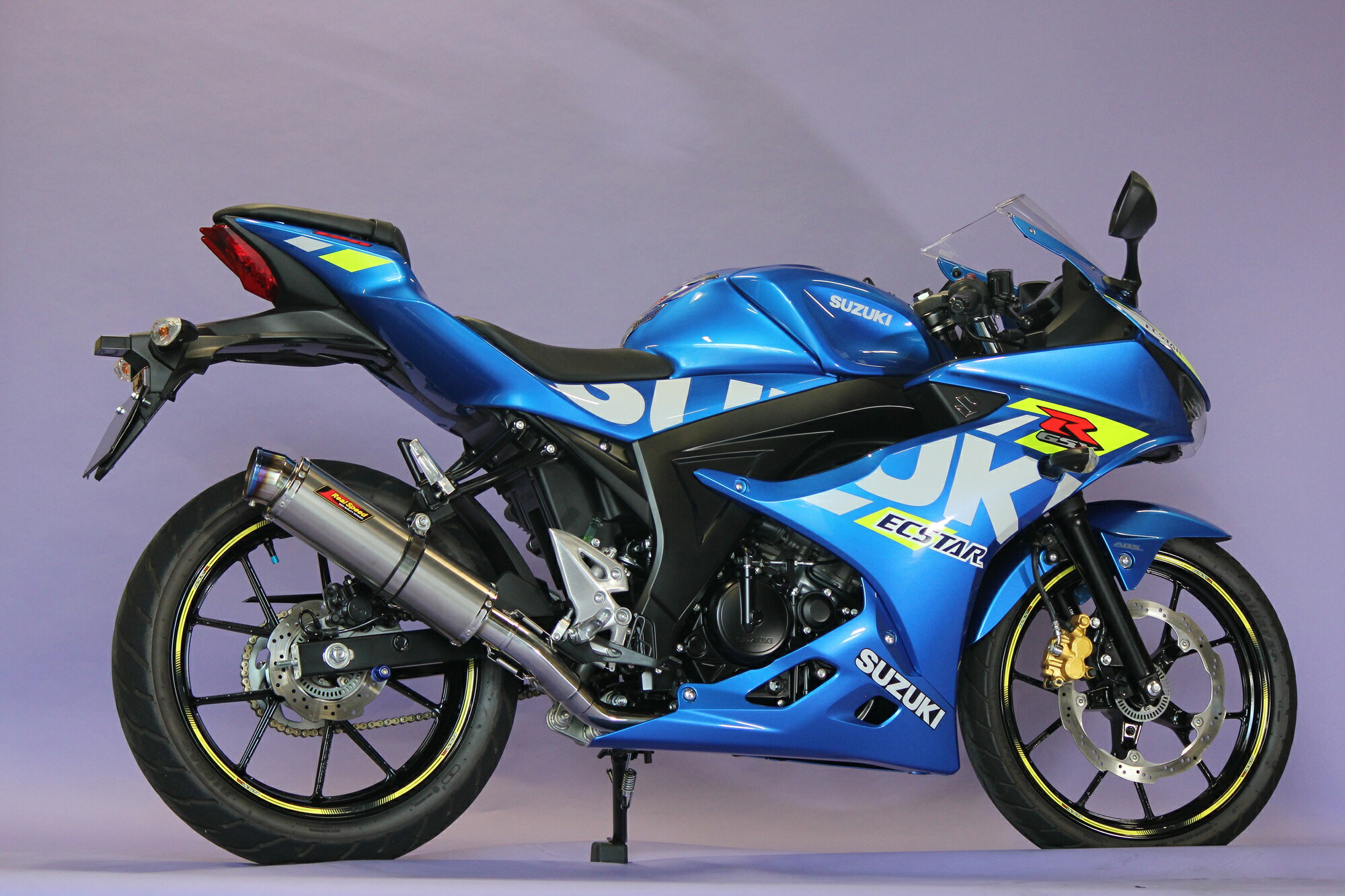 Realspeed GSX-R125 バイクマフラー DL33B / DL32D メテオ チタンソリッドマフラー 2ピース仕様 フルエキ フルエキゾースト カスタム パーツ ドレスアップ 交換 社外品 重低音 リアルスピード スズキ ジスぺケ