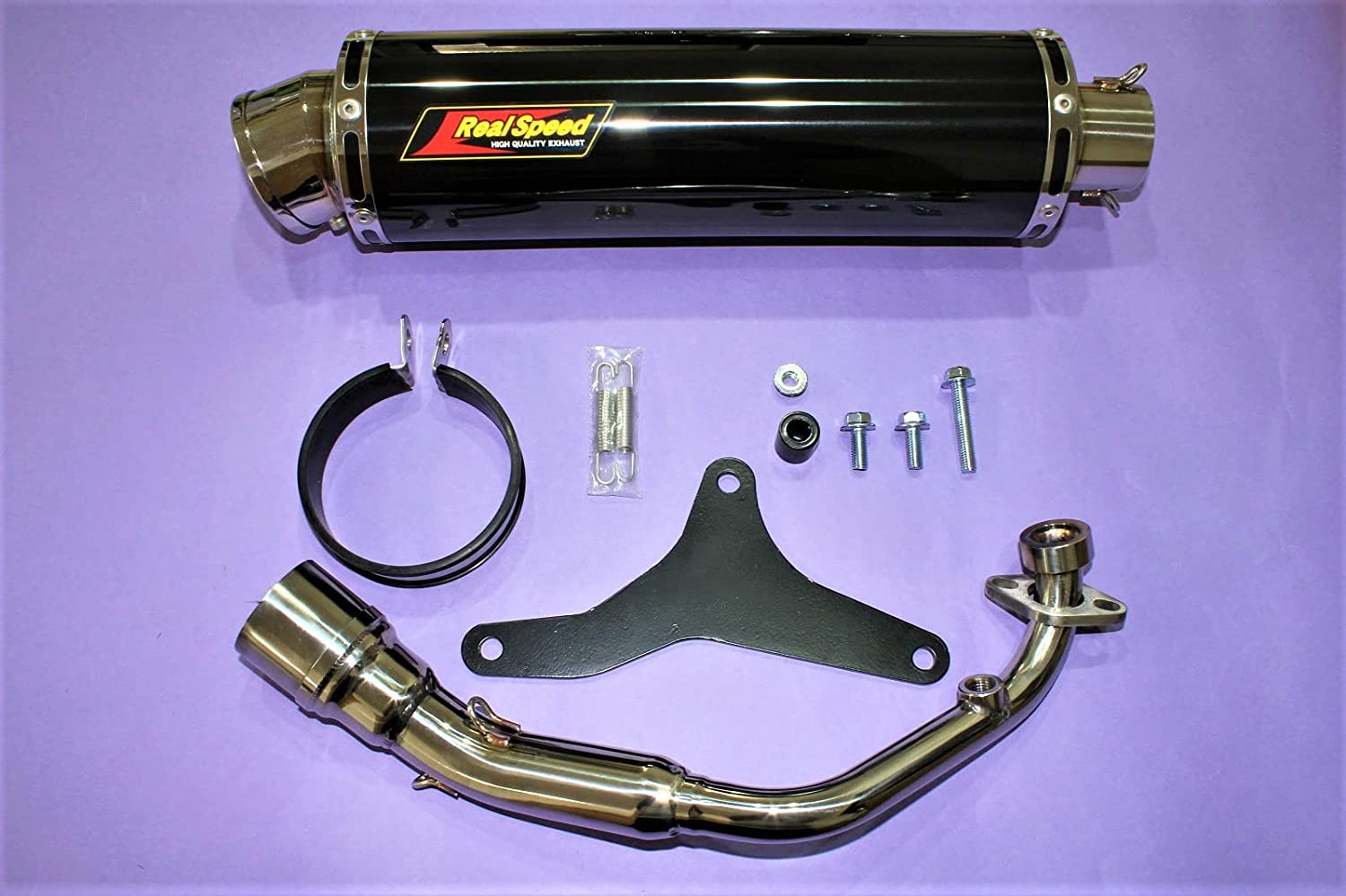 Realspeed 4st JOG ジョグ バイクマフラー 2BH-SA58J O2センサー対応仕様 クーガ ステンレス ブラックカラー マフラー フルエキ フルエキゾースト カスタム パーツ ドレスアップ 交換 社外品 リアルスピード ヤマハ