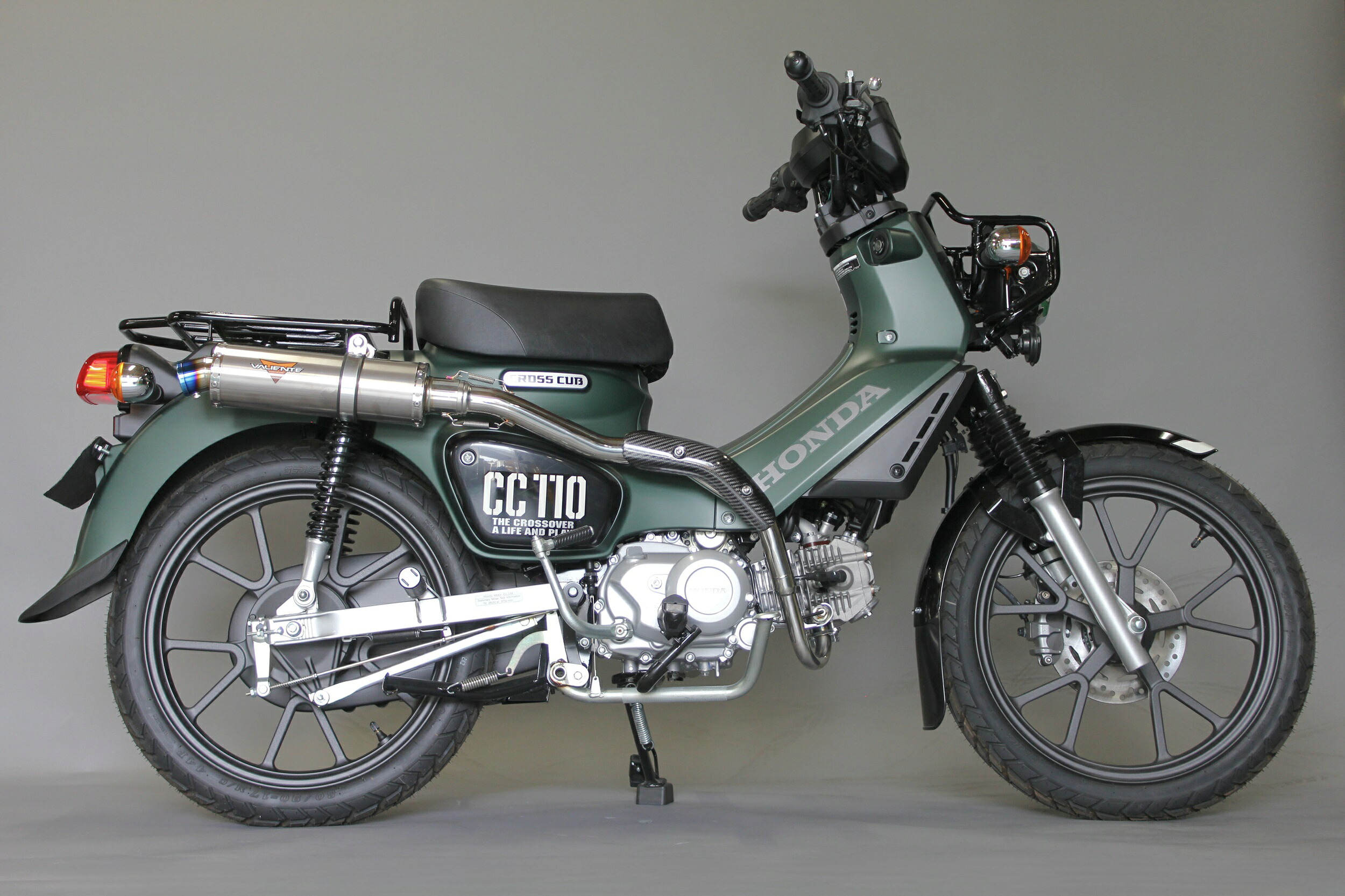 Valiente クロスカブ110 バイクマフラー 2BJ-JA45 8BJ-JA60 スパルタ チタンソリッドマフラー ヒートガード付き カスタム パーツ ドレスアップ 交換 社外品 重低音 バリエンテ ホンダ CrossCub110