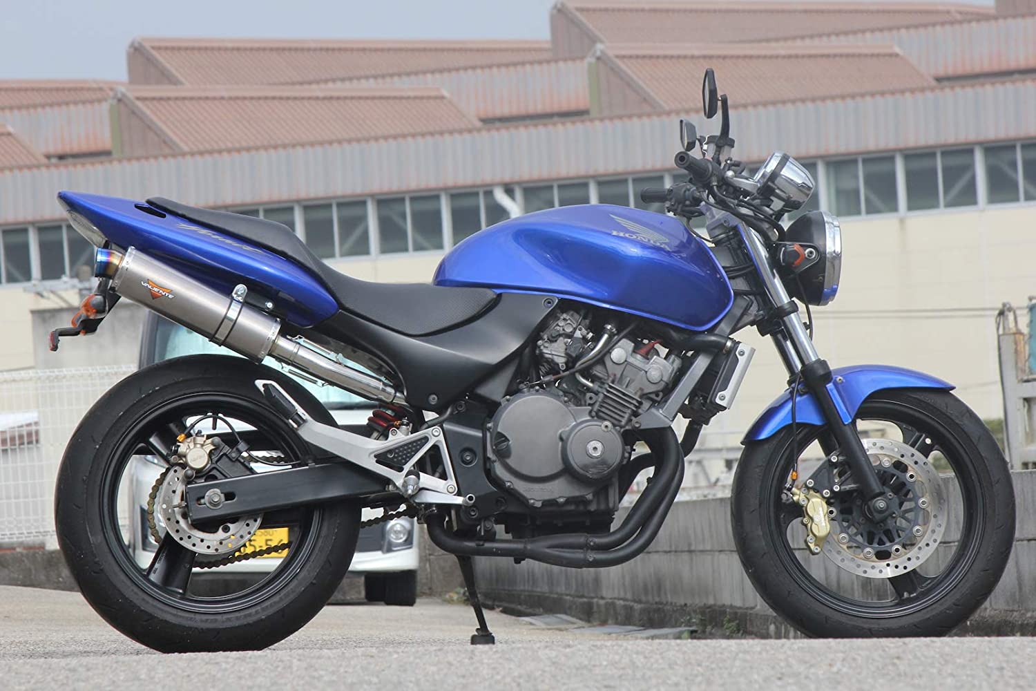 Valiente ホーネット250 バイクマフラー MC31 全年式対応 アレグリア チタンソリッドマフラー バイクパーツ フルエキ フルエキゾースト カスタム パーツ ドレスアップ 交換 社外品 重低音 バリエンテ ホンダ HORNET250