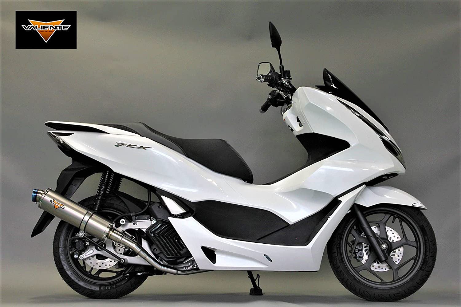 Valiente PCX125 バイクマフラー 2BJ-JK05 8BJ-JK05 アレグリア チタンソリッドマフラー シルバーカラー フルエキ フルエキゾースト カスタム パーツ ドレスアップ 交換 社外品 重低音 バリエンテ ホンダ