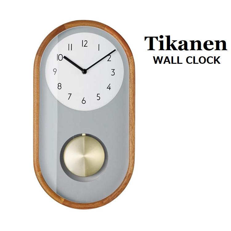 INTERFORM Tikanen 振り子時計 時計 壁掛け スイープムーブメント 静か 静音 アンティーク アナログ 北欧 モダン ナチュラル おしゃれ ウッド 木 贈り物 結婚祝い 新築祝い 部屋 リビング シンプル ウォールデコ 壁面装飾 楕円 オーバル 振り子 グレー CL-4443