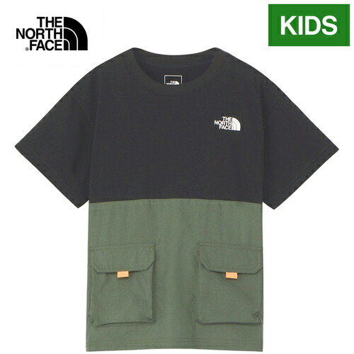 ザ・ノース・フェイス ノースフェイス キッズ Tシャツ アドベンチャーティー Adventure Tee ブラック×タイムグリーン NTJ32433 KT画像