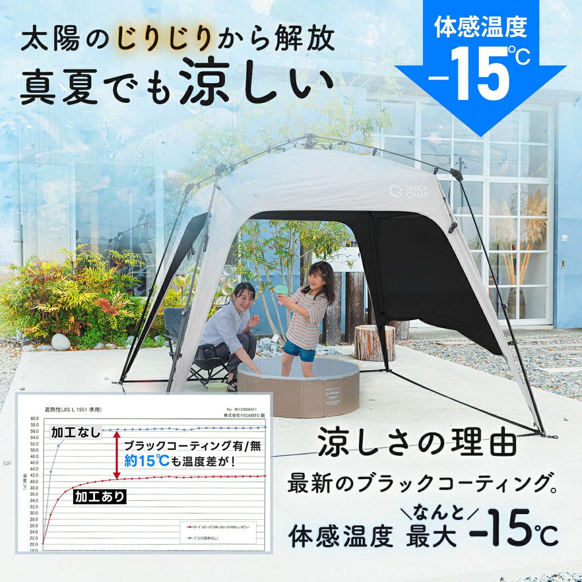 ワンタッチタープ 2.5m ワンタッチテント 遮光 遮熱 UVカット タープ 