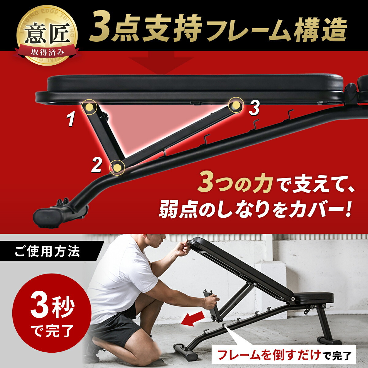 トレーニングベンチ マルチポジション 耐荷重300キロ LEADING EDGE