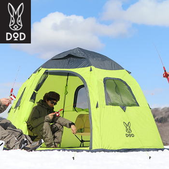 【最大10,000円OFF!17日9:59まで】DOD テント ワンタッチテント 5人用 ワカサギ釣りテント フィッシングテント ドーム型テント 冬 風よけ 小雨よけ 小雪よけ ワンタッチフィッシングテント T5-244 ライムグリーン