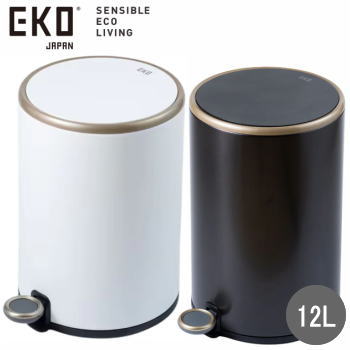 EKO ゴミ箱 ダストボックス ごみ箱 12L ステップ式 ペダル式 円形 くず入れ ふた付き 取っ手付き ごみ入れ キッチン サニタリー リビング コスモステップビン 12L EK9330P-12L-MW ホワイト EK9330P-12L-MBS ブラック