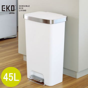【ポイント最大47.5倍7/19日20時から】EKO ゴミ箱 ダストボックス ごみ箱 ペダル式 ステップ式 45L フタ付き ふた付き 蓋付き ハナステップビン 45L EK6266-45L-WH ホワイト｜べりはやっ！スポーツ店