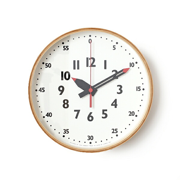 Lemnos fun pun clock φ25.4 (ナチュラル) YD14-08 S NT iess【レムノス フンプン クロック 壁掛時計 プライウッド ガラス 土橋 陽子 新築お祝い 入学お祝い】