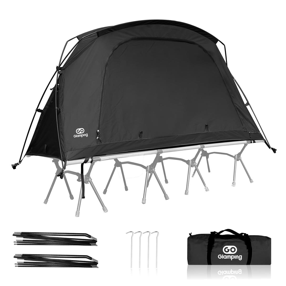 GOGlamping コットテント【SKY EYE CT 独立独歩式 コットテント】TC天幕 3 WAY 手合い 軽さ 臥榻用 カンガルー式 ソロ 1人用 ツーリングドーム 軽銀極点 前後部屋の入り口 メッシュ明かり取り 【側面窓】かがり火可 難民キャンプ パウダーコンパクト アウトドア 山歩き 自動二輪車銀輪 天幕の その他-スポーツ・アウトドア