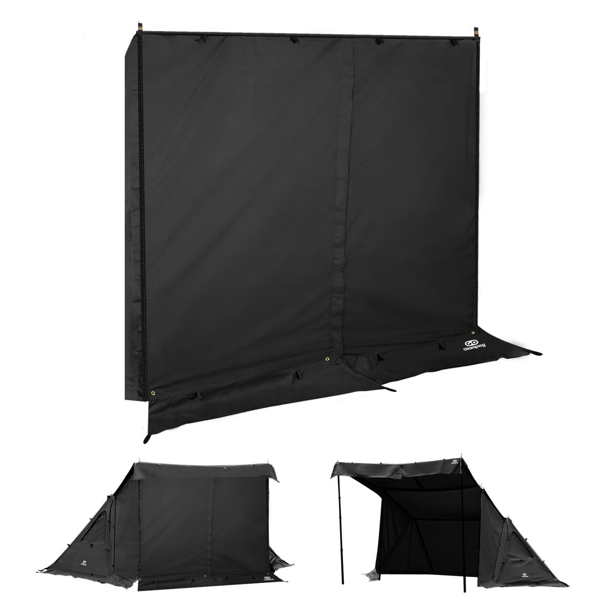 GOGlamping G・G PUP 2.0パップ幕屋専用 前幕tc 1人用 炎幕 ポリコットンテント多役立つこと前幕 電話交換機の耐水チャック 【着脱能力のあるなチャック付き添い人】 かがり火可 難燃 遮光 日よけ 撥水 開閉能力のある パウダーコンパクト ソロ用難民キャンプ 4季節当て嵌める（190x170珊） (黒いこと) スポーツ・アウトドア-その他