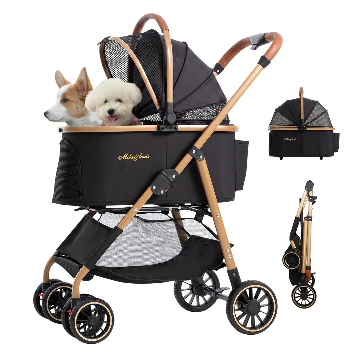 【軽量5.5KG 中&middot;小型犬専用】MILA&LOUIS ペットカート分離型 取り外し可能 軽量ファッション 犬 カート人気 4輪耐摩耗 犬用 ベビーカー ドッグ バギー ワンタッチペットかーと折たたみ可能 ペットバギー 衝撃吸収ユニバーサルホイール後輪片足ブレーキ コンパクト 多頭の小｜ESSライフスタイル