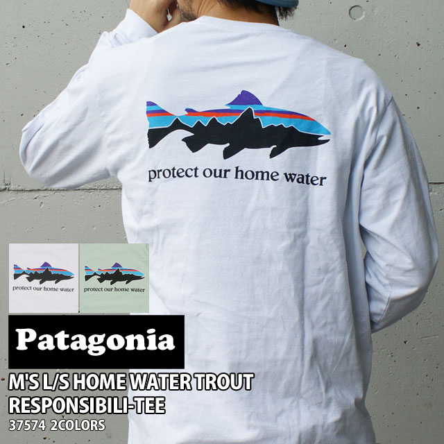 patagonia ロンT　白　Mサイズ　world trout patagonia ロンT 白 Mサイズ world trout patagonia-mens-long