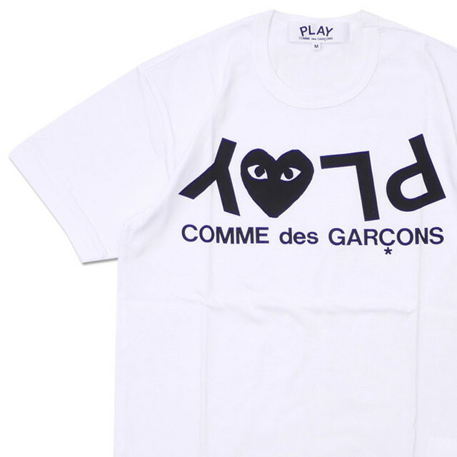 限定大人気♥CDG コムデギャルソン 反転ロゴTシャツ プレイ コムデギャルソン 反転ロゴ×黒ハート Tシャツ グレー