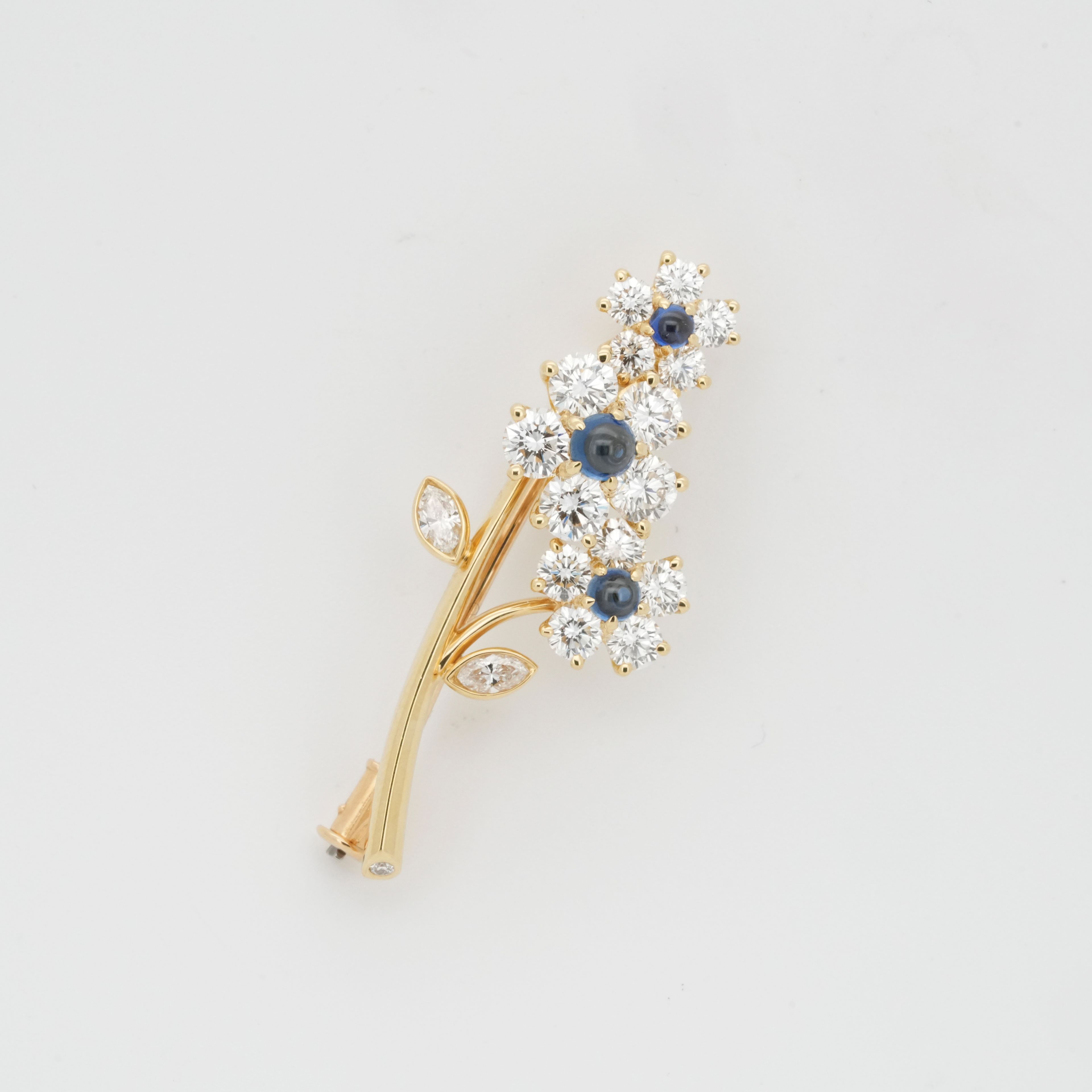 ギメル Gimel ブローチ K18YG サファイア 0.354ct ダイヤモンド 1.485ct【中古】