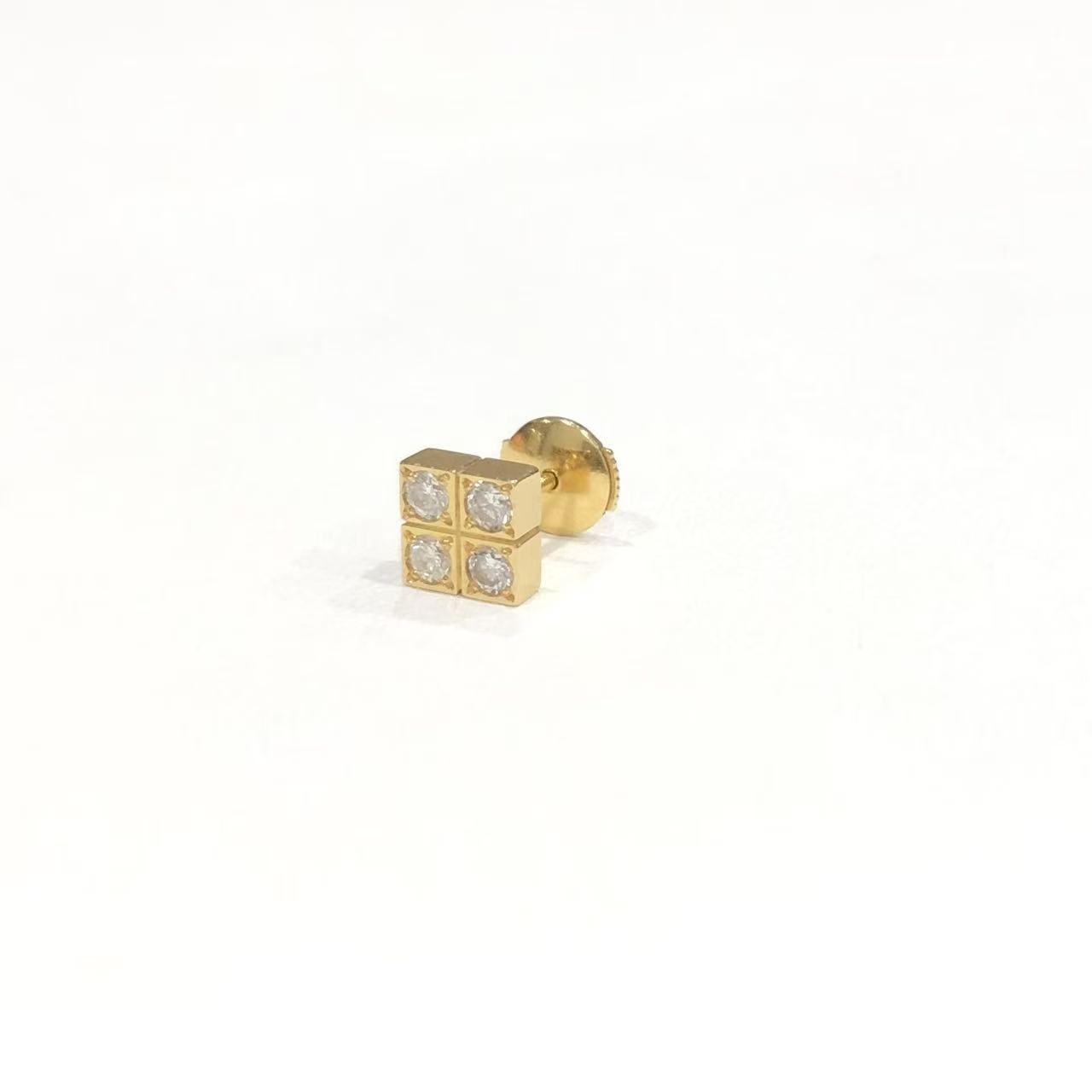 カルティエ Cartier パイエット スクエア ピアス K18YG ダイヤモンド 片耳のみ ユニセックス【中古】