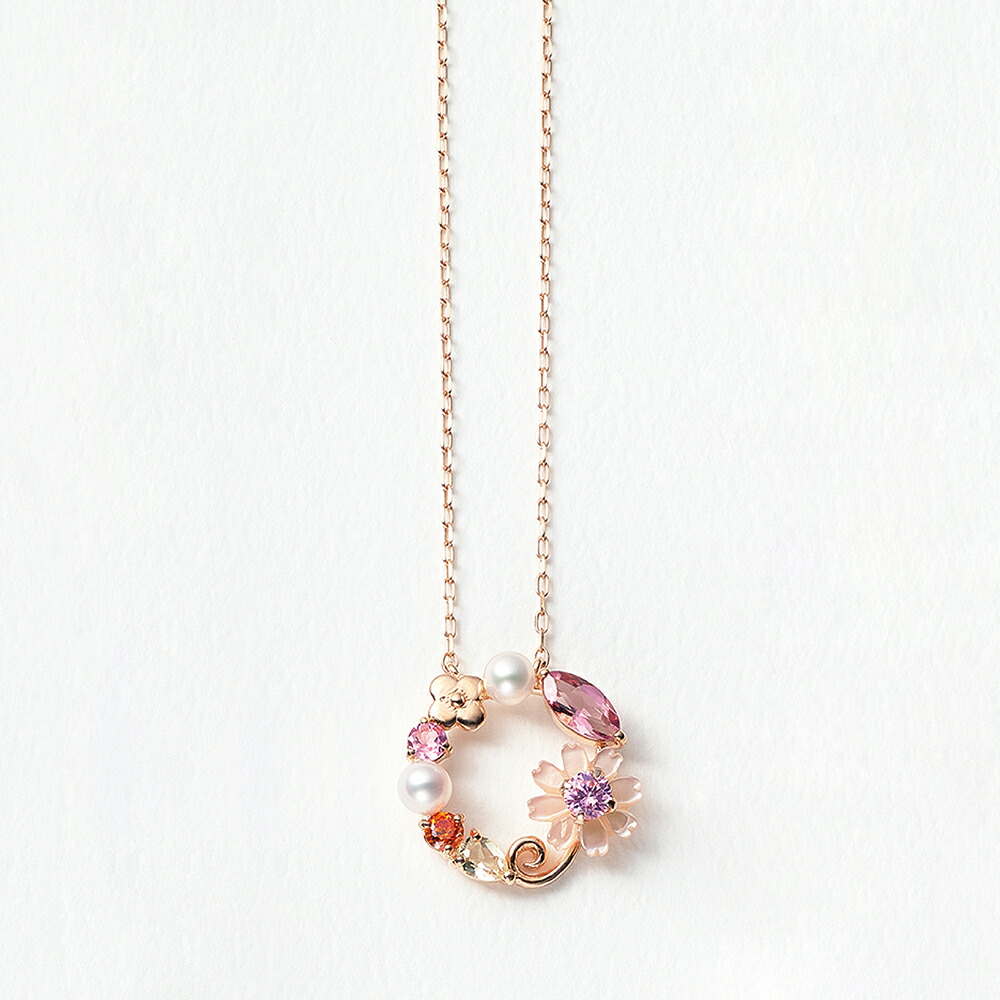 ネックレス レディース ピンクトルマリン コスモス 10月誕生花 K10 ピンクゴールド 10k 10金 花 フラワー 【 BLOOM ブルーム 】 プレゼント 贈り物 ギフト 20代 30代 40代 50代 60代 ジュエリー