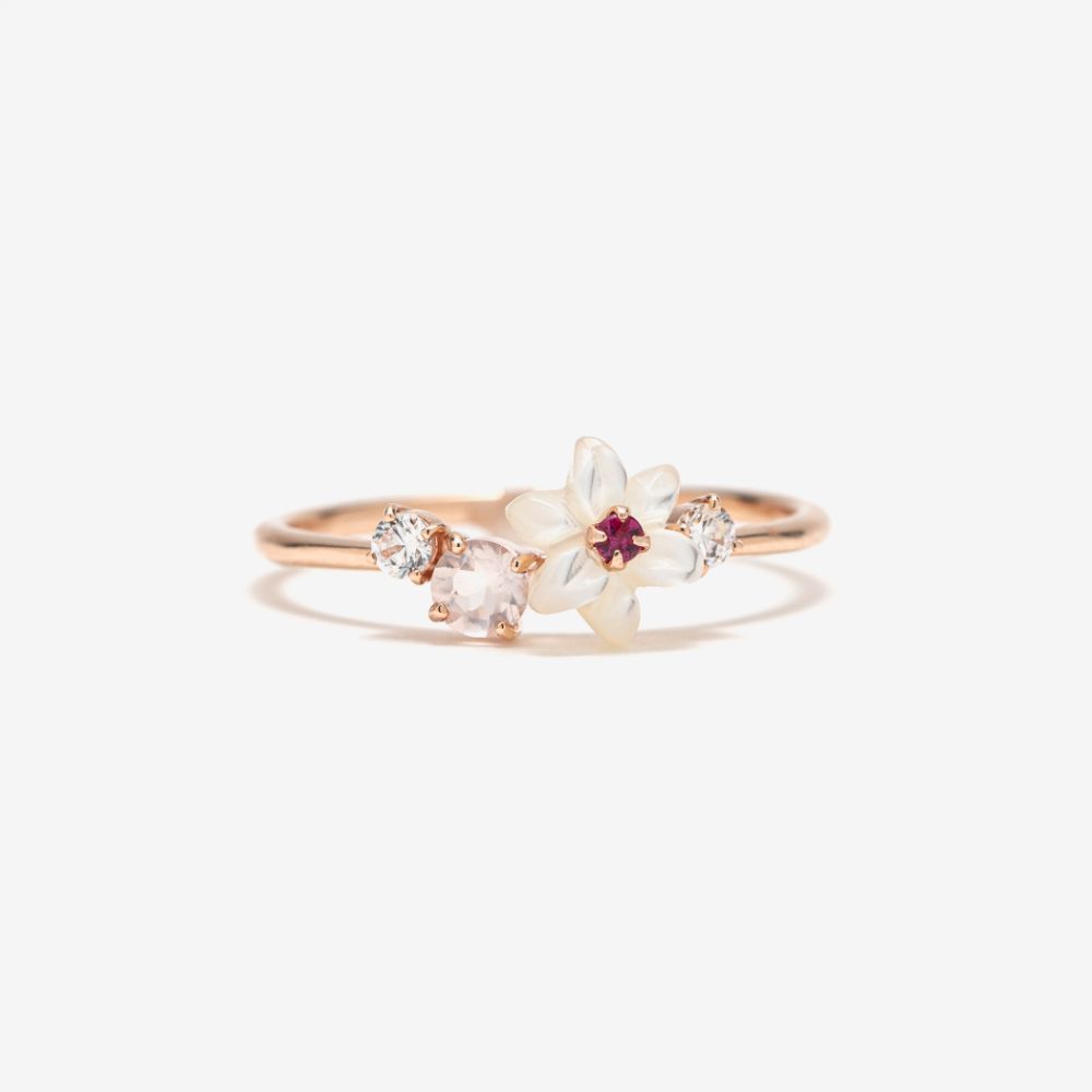 【5％OFFクーポン! 4/18 0:00-4/21 9:59迄】 リング 指輪 レディース ルビー ユリ 7月誕生花 K10 ピンクゴールド 10k 10金 花 フラワー 【 BLOOM ブルーム 】 母の日 プレゼント 贈り物 ギフト 20代 30代 40代 50代 60代 ジュエリー