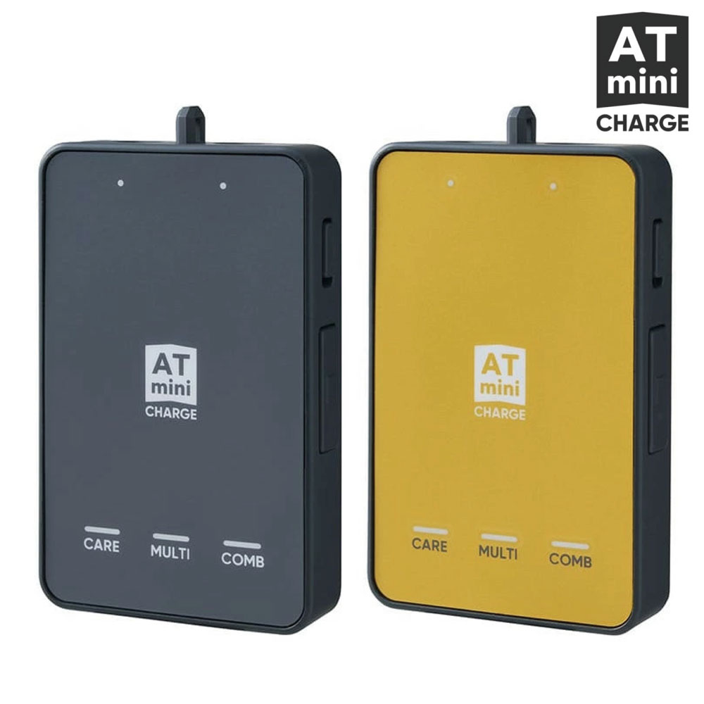 【最大600円クーポン！7/18より配布】伊藤超短波 ATmini CHARGE コンディショニング機器 トップアスリート愛用 ゴールド/グレー コンパクト 軽量 ポータブル マイクロカレント 充電式 12時間稼働 2チャンネル 出力 AT mini atミニチャージ エーティーミニ 正規品 送料無料｜エステ・サプライ