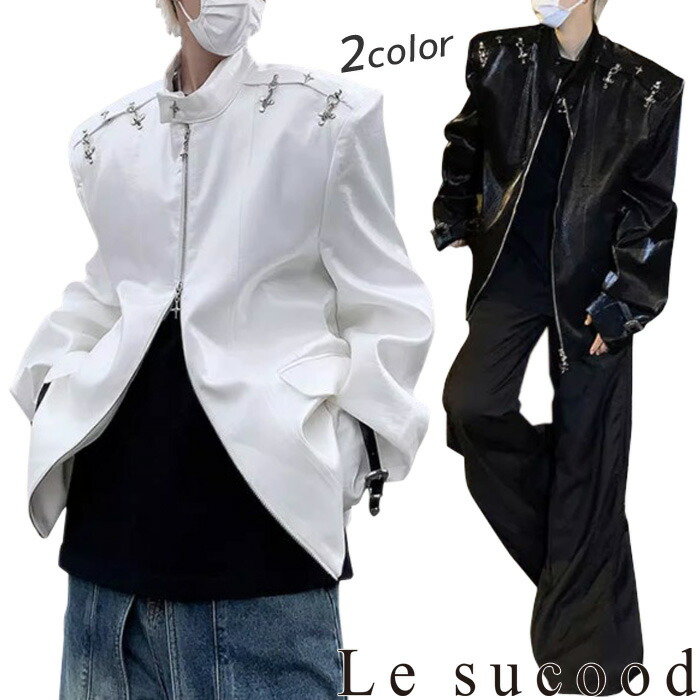 新品完売レアBright Astrostuffs オーバーサイズジャケットS白 楽天市場】【Le sucood】 メタルシャイニーライダースジャケット