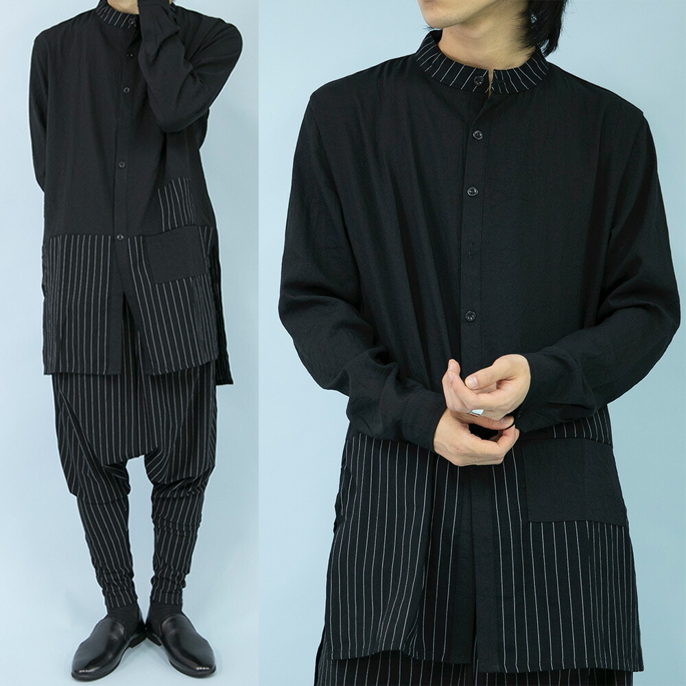 極美品✨ モユル　変形　ロングジレ　羽織り　ストライプ　オシャレ　希少　ブラック みっちり