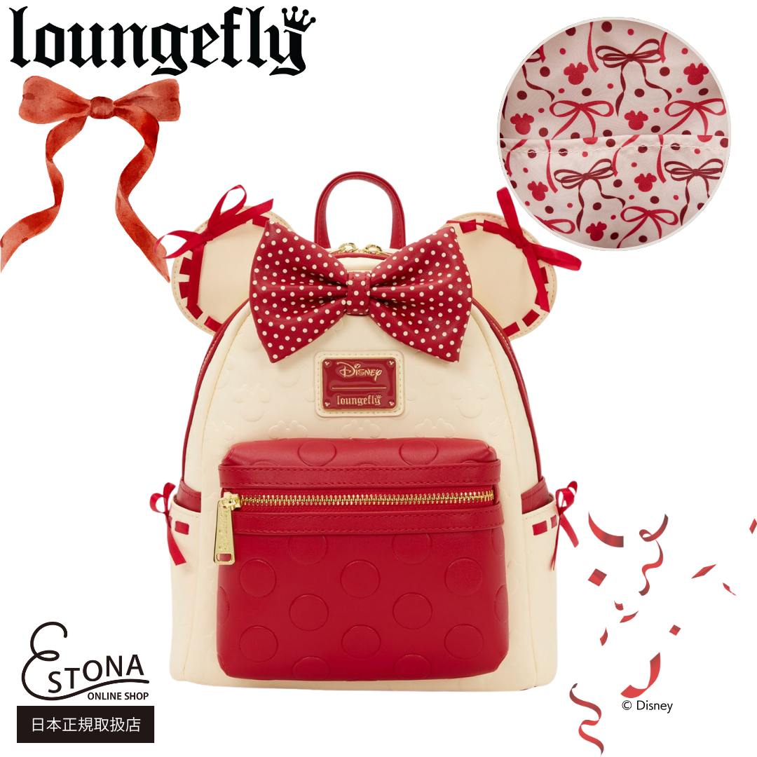 【Loungefly公式】DISNEY MINNIE MOUSE FLORAL MINI BACKPACK ラウンジフライ バッグ バックパック ミニー リボン ドット柄 キャラクター｜ESTONA ONLINE SHOP 店