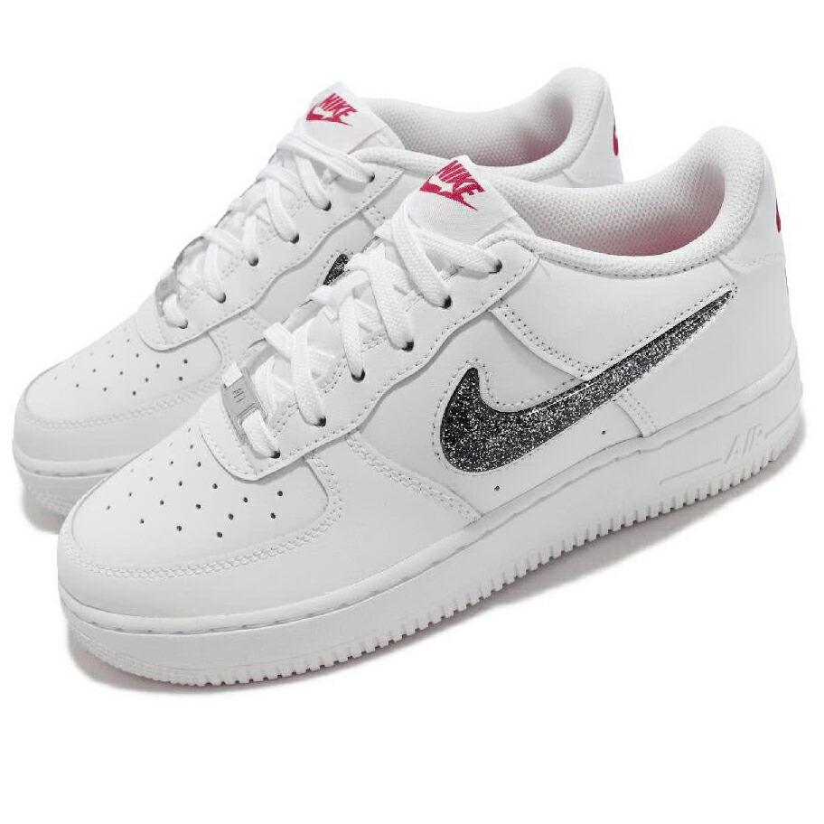 NIKE AIR FORCE 1 LV8 1 GSナイキ エア フォース 1 LV8 GS白銀赤 White Metallic Silver 26-02 #70 |EST premium