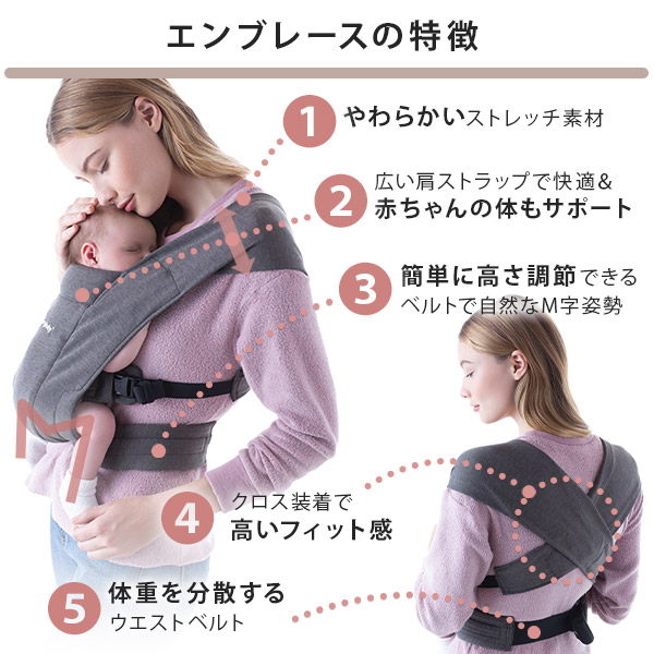 楽天市場 レビュー特典あり エルゴベビー エンブレース Ergobaby Embrace エルゴ エンブレース グレー オックスフォードブルー ブラック 他 新生児からok 日本正規品 2年保証 送料無料 エルゴ 抱っこ紐 新生児 Sg認定 ベビーキャリア 即納