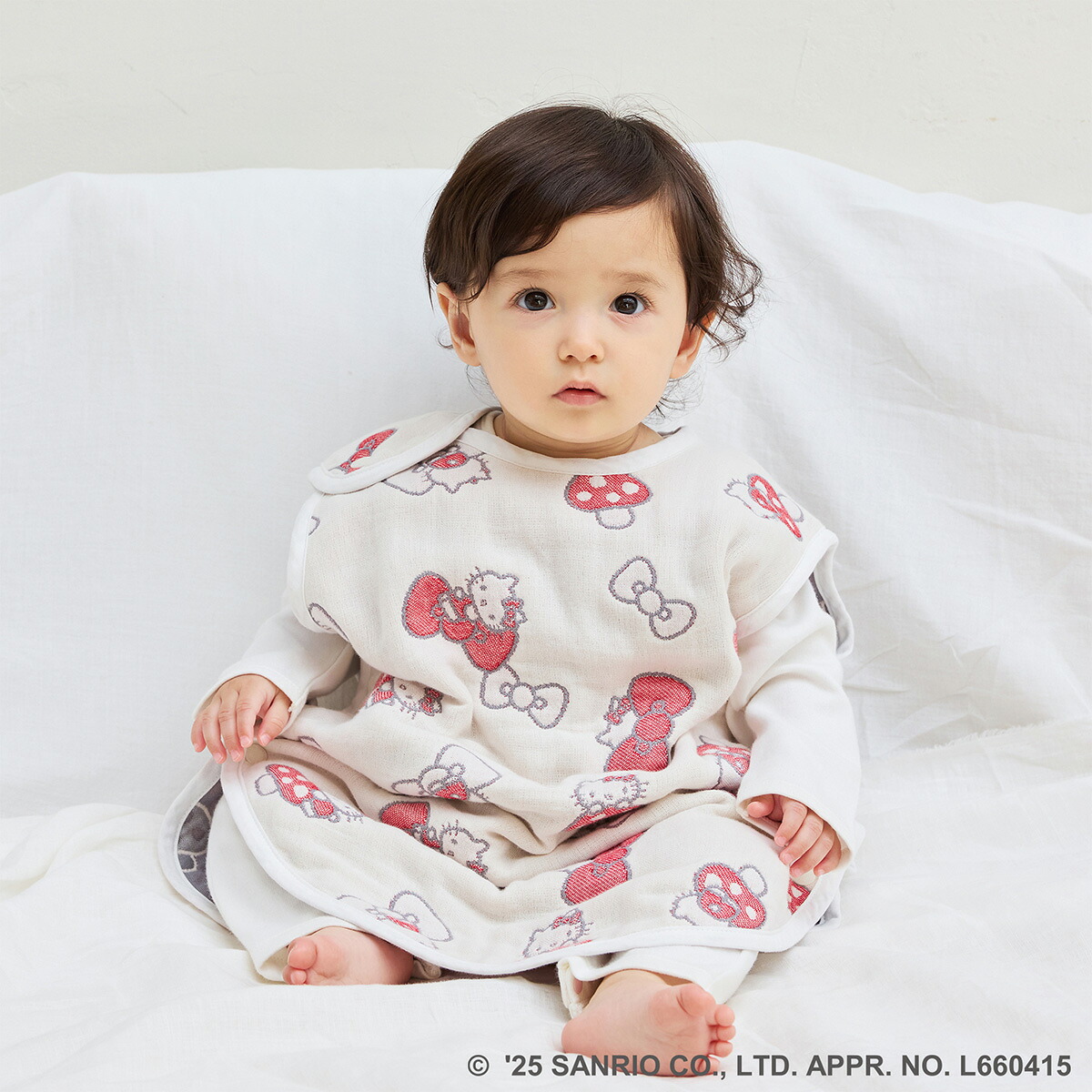 ハローキティ HELLO KITTY ホッペッタ Hoppetta ふくふくガーゼ(6重ガーゼ)スリーパー ( 赤ちゃん ベビー 新生児 キッズ スリーパー スリーピングベスト ガーゼ コットン めくれ防止 寝冷え防止 出産祝い ギフト プレゼント サンリオ 日本製 )【即納】