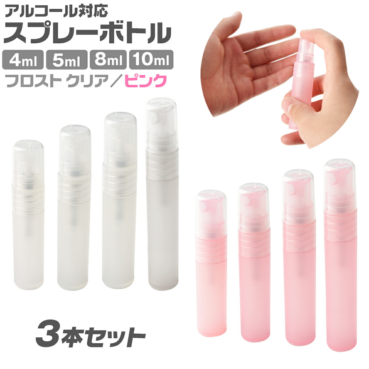 最大82%OFFクーポン アルコール対応 フロスト スプレーボトル 3本セット 2カラー 3ml 5ml 8ml 10ml 香水 容器 詰め替え  ミスト アトマイザー 小分け esuon qdtek.vn