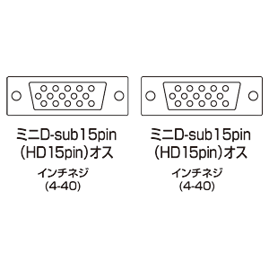 極細ケーブルとコンパクトコネクタのミニD-sub15pinのアナログRGB(VGA)ディスプレーケーブル1.5m