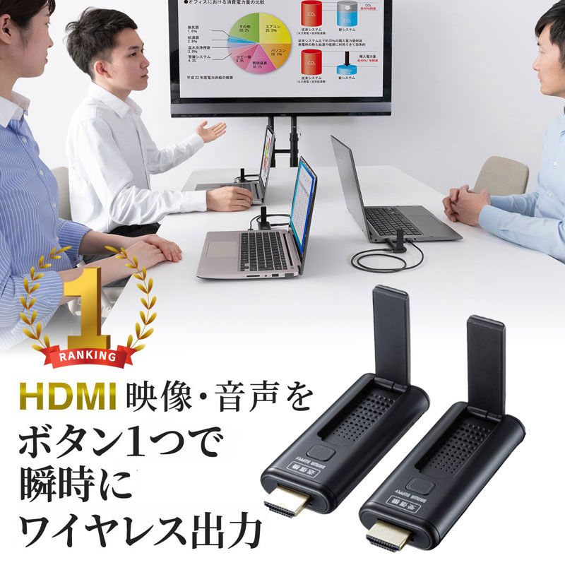 【最大1000円OFFクーポン配布中】【訳あり 新品】HDMIエクステンダー ワイヤレス 送受信機セットHDMI延長 軽量 コンパクト VGA-EXWHD9 サンワサプライ ※箱にキズ、汚れあり