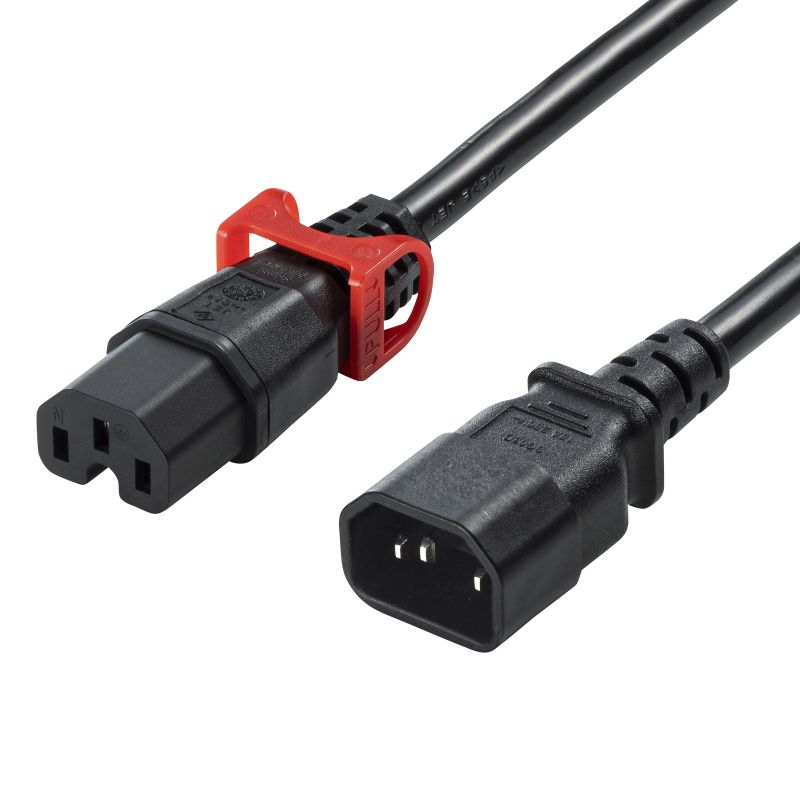 【最大1000円OFFクーポン配布中】抜け防止ロック式電源コード ロックプラス 3m 15A 250V APW15-C14C15LS-3 サンワサプライ