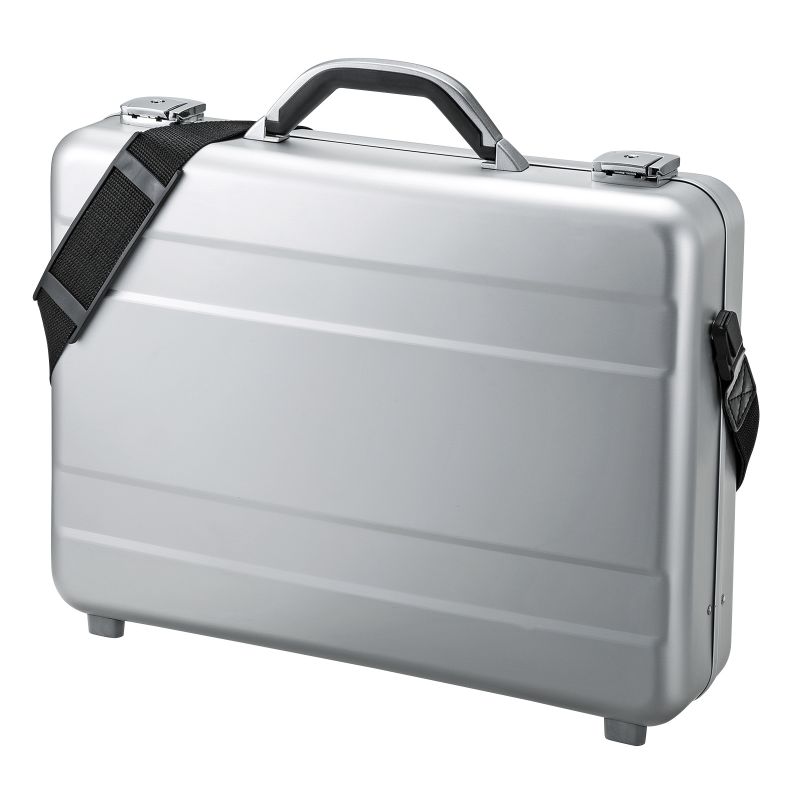 【クーポンで10％OFF対象商品】【訳あり 新品】PCアルミケース バッグ 鍵付き 15.6インチ 仕切り板/小物収納ポーチ付き ショルダーベルト ハードケース セキュリティ シルバー BAG-AL4N2 サンワサプライ ※箱にキズ、汚れあり