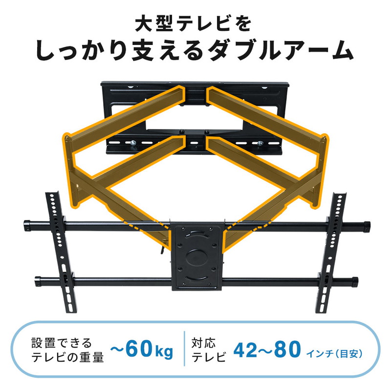 10％OFF テレビ壁掛け金具 アーム式 薄型 大型 コーナー 角度調整 左右首振り 可動 VESA 42〜80インチ目安 デシスプレイ  インフォメーション 案内 EEX-TVKA022 fucoa.cl