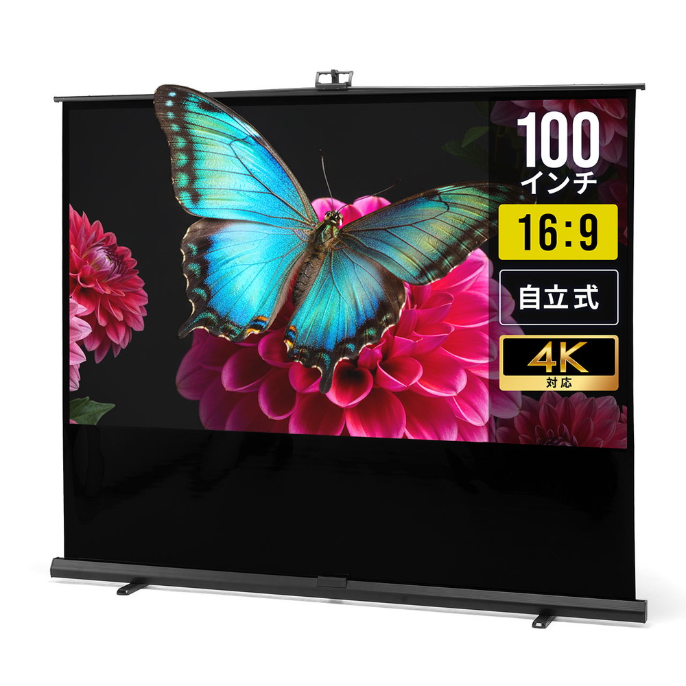 プロジェクタースクリーン 100インチ 軽量 ポータブル 収納付 4K対応 会議室 ホームシアター用 EZ1-PRS027